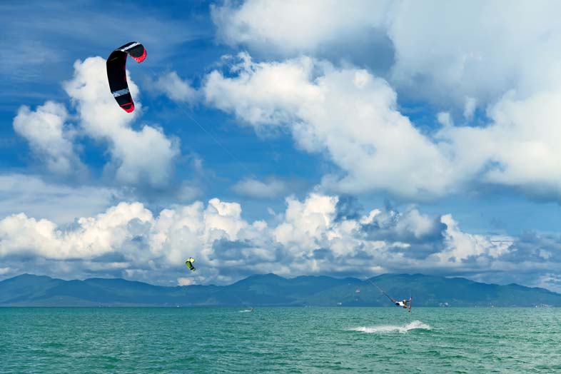 Wake boarding with watersports helmet